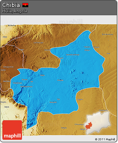 Political 3D Map of Chibia, physical outside