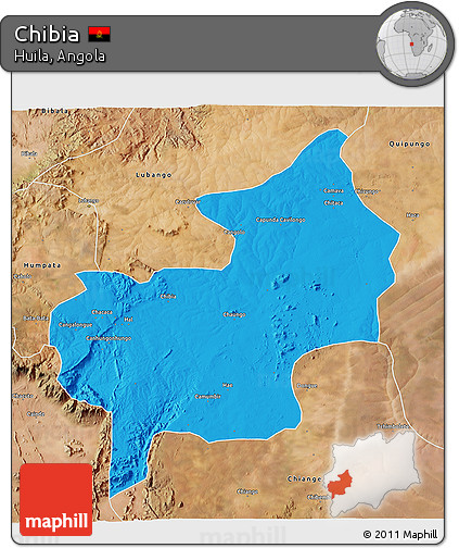 Political 3D Map of Chibia, satellite outside