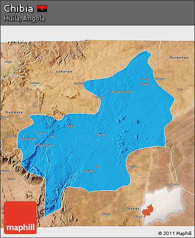 Political 3D Map of Chibia, satellite outside