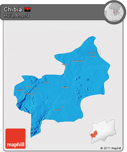 Political 3D Map of Chibia, single color outside