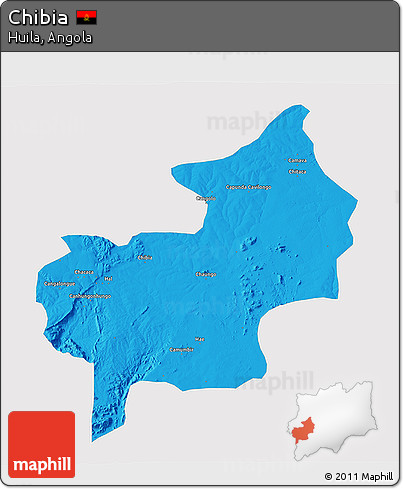 Political 3D Map of Chibia, single color outside