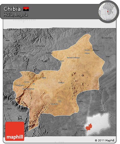 Satellite 3D Map of Chibia, darken, desaturated
