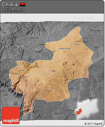Satellite 3D Map of Chibia, darken, desaturated