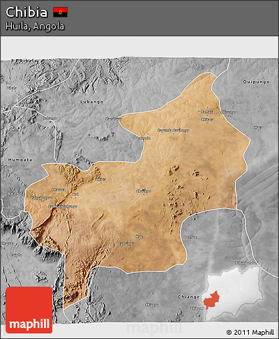 Satellite 3D Map of Chibia, desaturated