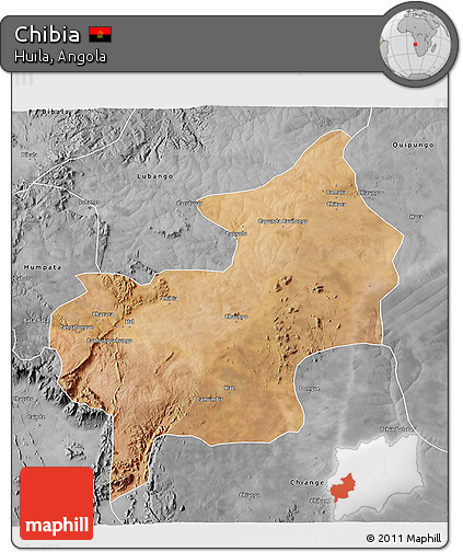 Satellite 3D Map of Chibia, desaturated