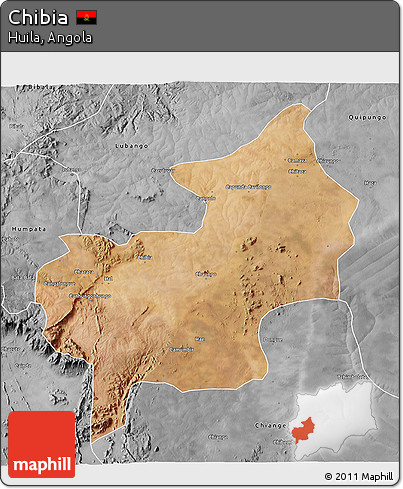 Satellite 3D Map of Chibia, desaturated
