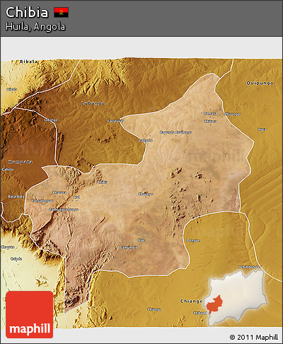 Satellite 3D Map of Chibia, physical outside