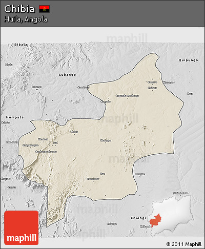 Shaded Relief 3D Map of Chibia, desaturated