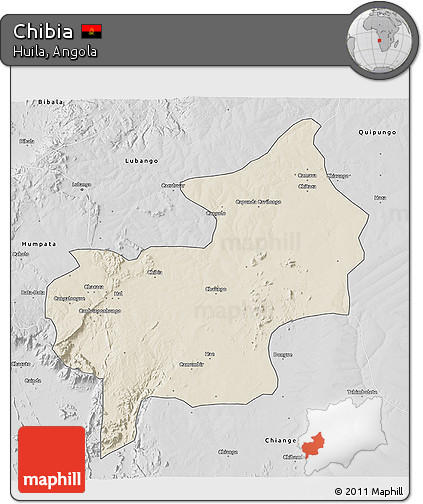 Shaded Relief 3D Map of Chibia, desaturated