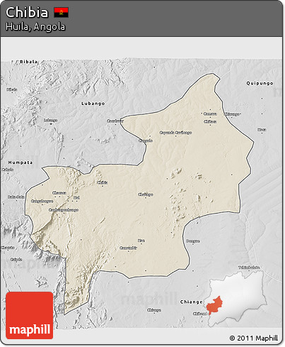 Shaded Relief 3D Map of Chibia, desaturated
