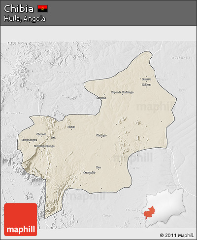 Shaded Relief 3D Map of Chibia, lighten, desaturated