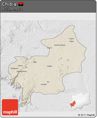 Shaded Relief 3D Map of Chibia, lighten, desaturated