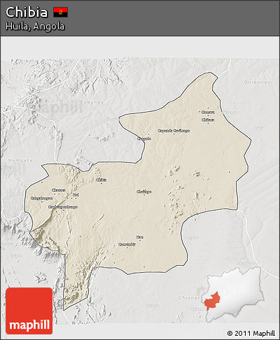 Shaded Relief 3D Map of Chibia, lighten, semi-desaturated