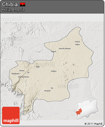 Shaded Relief 3D Map of Chibia, lighten, semi-desaturated
