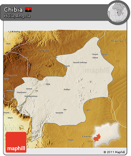 Shaded Relief 3D Map of Chibia, physical outside