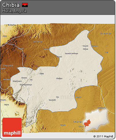 Shaded Relief 3D Map of Chibia, physical outside