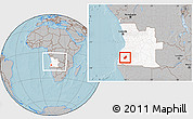 Gray Location Map of Chibia, highlighted country, within the entire country, hill shading