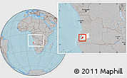 Gray Location Map of Chibia, highlighted parent region, within the entire country, hill shading