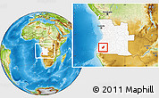Physical Location Map of Chibia, highlighted country, within the entire country