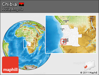 Physical Location Map of Chibia, highlighted country, highlighted parent region, within the entire country