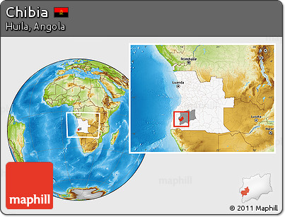 Physical Location Map of Chibia, highlighted country, highlighted parent region, within the entire country