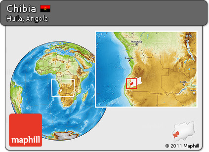 Physical Location Map of Chibia, highlighted parent region, within the entire country