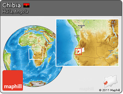 Physical Location Map of Chibia, highlighted parent region, within the entire country