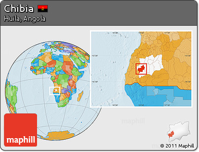 Political Location Map of Chibia, highlighted parent region