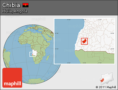 Savanna Style Location Map of Chibia, highlighted country