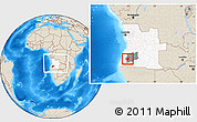 Shaded Relief Location Map of Chibia, highlighted country, highlighted parent region, within the entire country