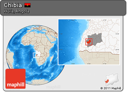 Shaded Relief Location Map of Chibia, highlighted country, highlighted parent region