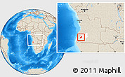Shaded Relief Location Map of Chibia, highlighted parent region, within the entire country