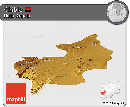 Physical Panoramic Map of Chibia, cropped outside