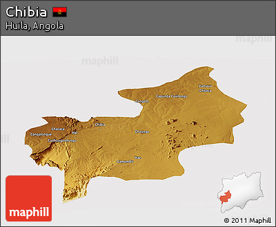 Physical Panoramic Map of Chibia, cropped outside