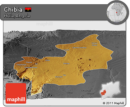 Physical Panoramic Map of Chibia, darken, desaturated