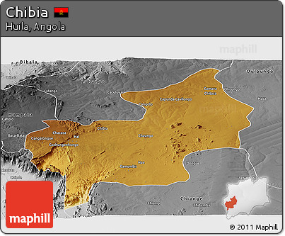 Physical Panoramic Map of Chibia, desaturated