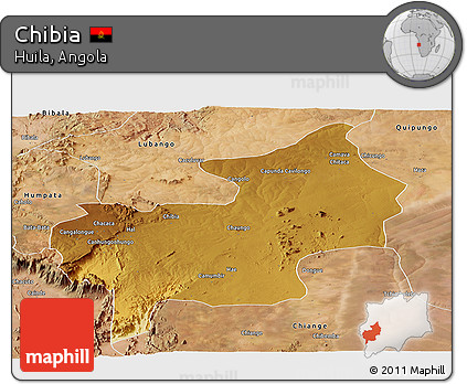 Physical Panoramic Map of Chibia, satellite outside