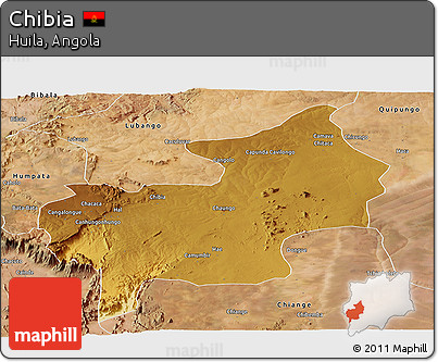 Physical Panoramic Map of Chibia, satellite outside