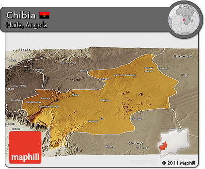 Physical Panoramic Map of Chibia, semi-desaturated