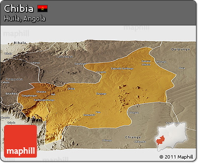 Physical Panoramic Map of Chibia, semi-desaturated