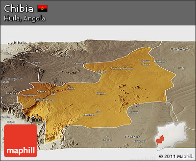 Physical Panoramic Map of Chibia, semi-desaturated