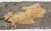Satellite Panoramic Map of Chibia, darken, semi-desaturated