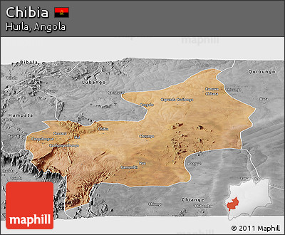 Satellite Panoramic Map of Chibia, desaturated