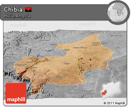 Satellite Panoramic Map of Chibia, desaturated