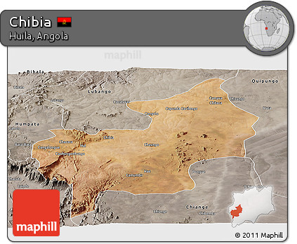 Satellite Panoramic Map of Chibia, semi-desaturated