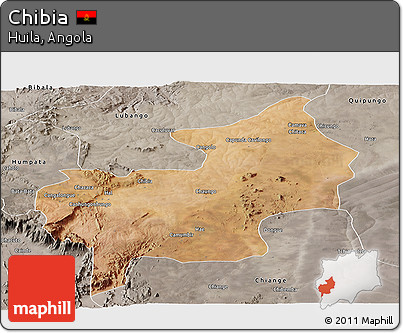 Satellite Panoramic Map of Chibia, semi-desaturated
