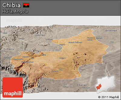 Satellite Panoramic Map of Chibia, semi-desaturated