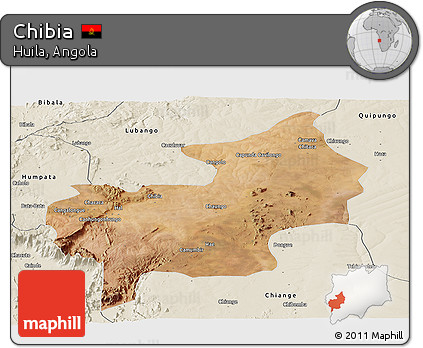 Satellite Panoramic Map of Chibia, shaded relief outside