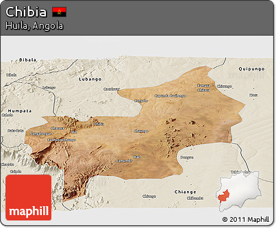 Satellite Panoramic Map of Chibia, shaded relief outside