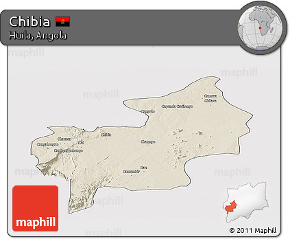 Shaded Relief Panoramic Map of Chibia, cropped outside